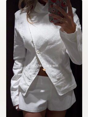 ZARA ZW RAMIE COTTON BLEND WRAP JACKET WHITE 4341/733/250 S M VIRAL LUXURY BLOGG
